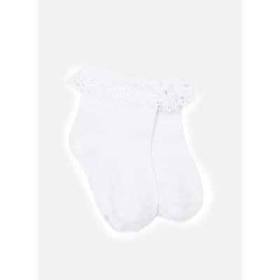 Meia Soquete com Aplique Renda Bebê Menina Lisa