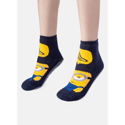 Meia Soquete Infantil Unissex Sola Emborrachada Minions