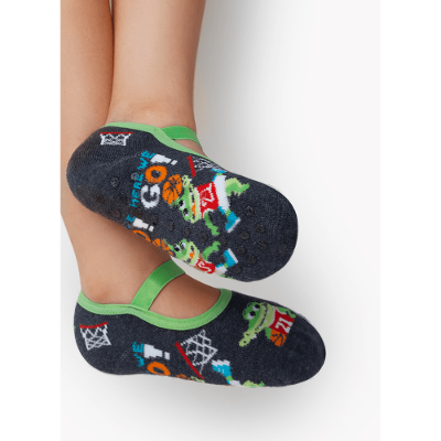 Meia Menino Sapatilha com Antiderrapante Jacaré