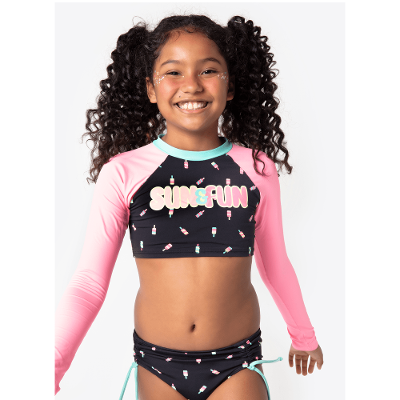 Conjunto Cropped e Calcinha Menina Teen Panda Summer