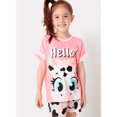 Pijama Manga Curta Menina Viscolycra Vaca