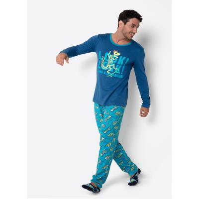 Pijama Manga Longa Algodão Masculino Dinossauro Fósseis