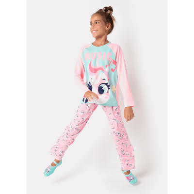Pijama Manga Longa Menina Teen Viscolycra Unicórnio Popstar