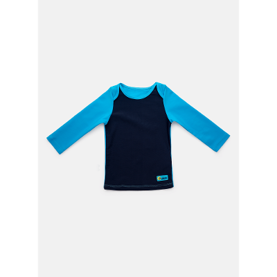 Camiseta Praia com Proteção Solar Bebê Menino Color Block Azul