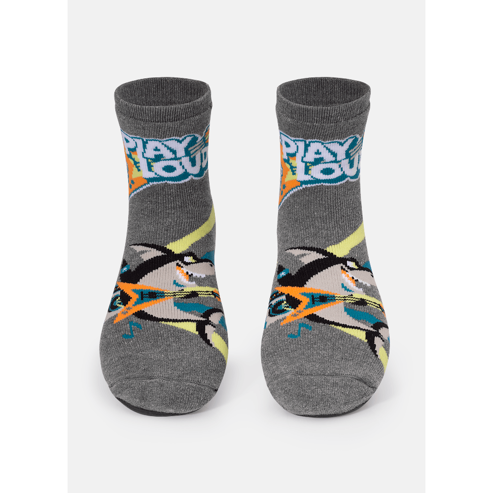 Meia Soquete com Sola Emborrachada Menino Tubarão Rockstar - 1