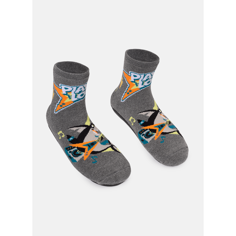 Meia Soquete com Sola Emborrachada Menino Tubarão Rockstar - 2