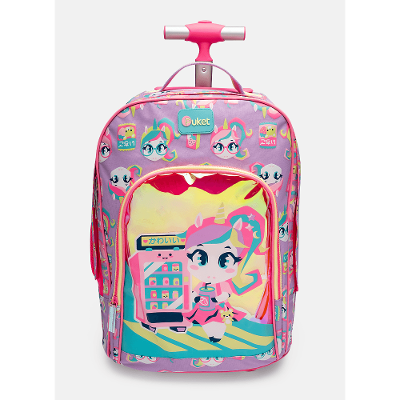 Mochila com Rodinha Grande Holográfica Unicórnio Kawaii