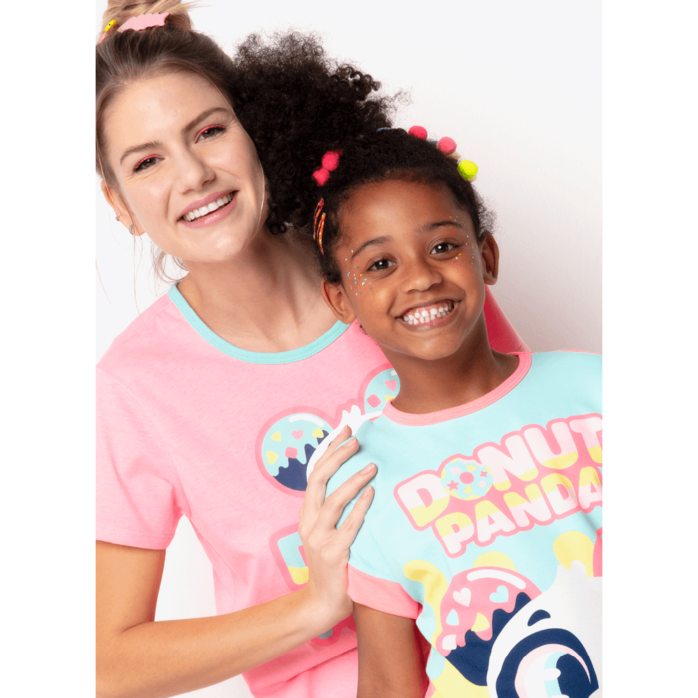 Pijama Manga Curta Viscolycra Menina Panda Donuts - 4