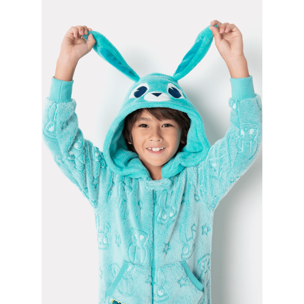 Macacão Manga Longa Soft Menino Família Coelho Brilha no Escuro - 4