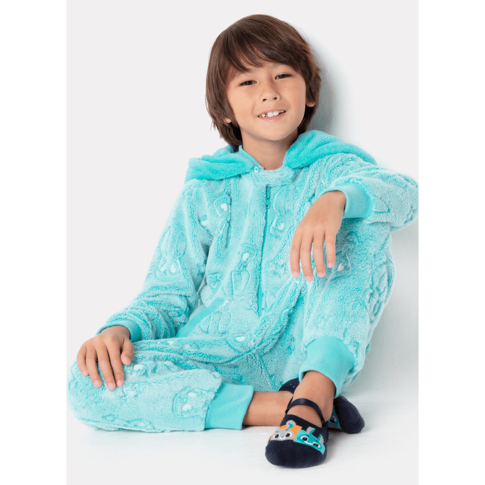 Macacão Manga Longa Soft Menino Família Coelho Brilha no Escuro - 6