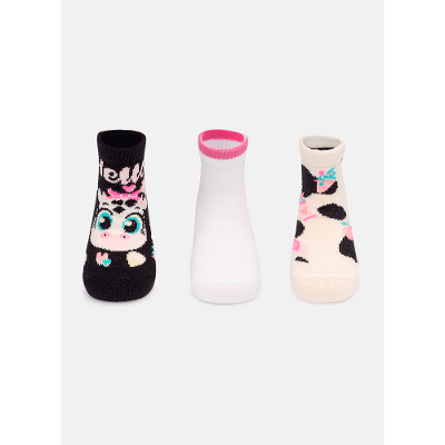 Kit com 3 Meias Bebê Menina Vaca