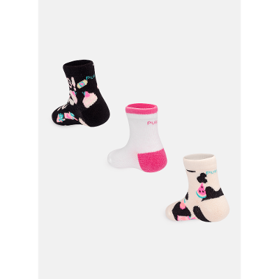 Kit com 3 Meias Bebê Menina Vaca