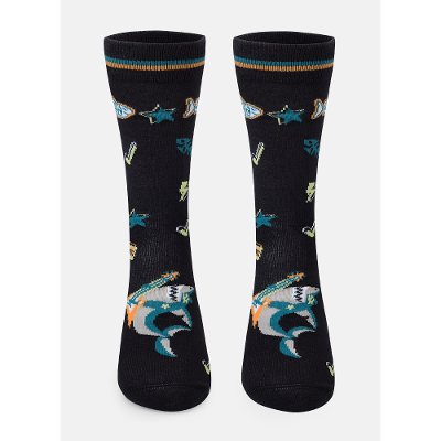 Meia Cano 3/4 Menino Tubarão Rockstar