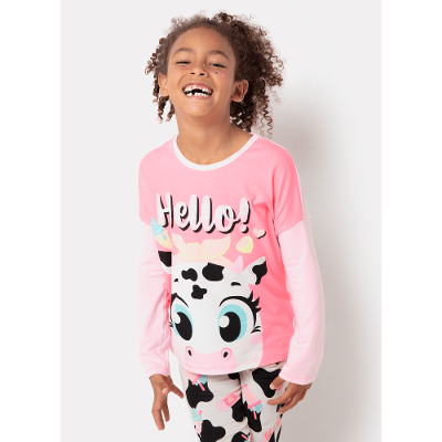 Pijama Manga Longa Menina Viscolycra Vaca