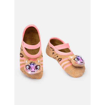 Meia Menina Sapatilha com Antiderrapante Onça