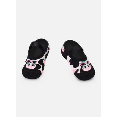 Meia Sapatilha Antiderrapante Menina Bebê Vaca