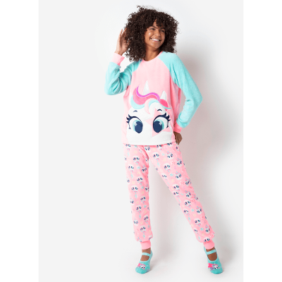 Pijama Manga Longa Feminino Soft Unicórnio Popstar