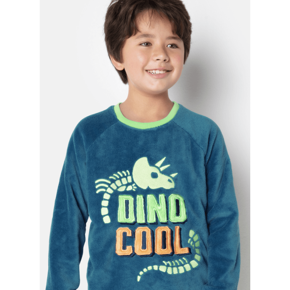 Pijama Manga Longa Menino Teen Soft Dinossauro Fósseis - 2