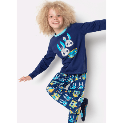 Pijama Manga Longa Menino Algodão Família Coelho