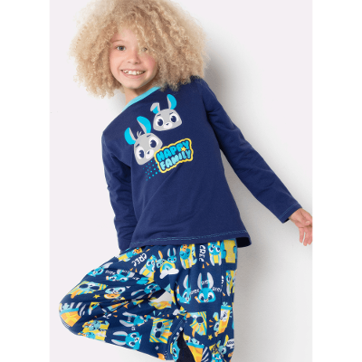 Pijama Manga Longa Menino Algodão Família Coelho