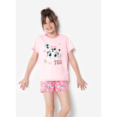 Pijama Manga Curta Menina Teen Algodão Vaca