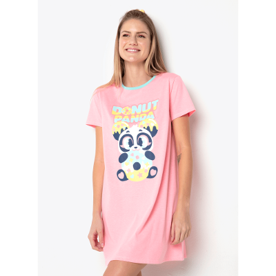 Camisola Manga Curta Feminino Panda Donut
