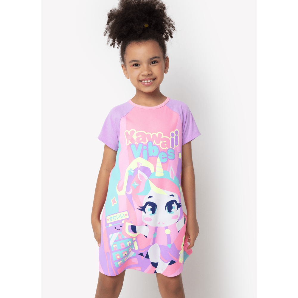 Camisola Manga Curta Viscolycra Menina Teen Unicórnio Kawaii - 3