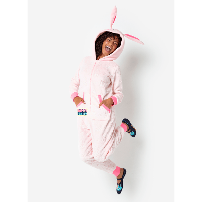 Macacão Manga Longa Feminino Soft Família Coelho Brilha no Escuro