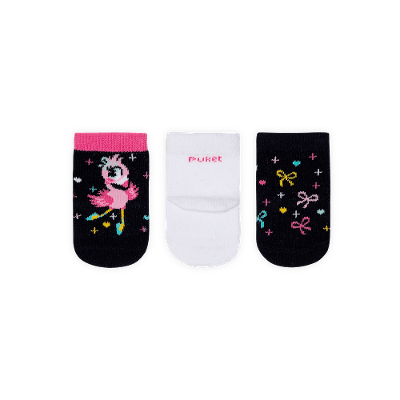 Kit com 3 meias Bebê Soquete Flamingo