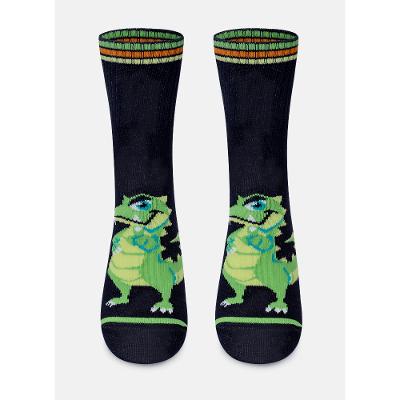 Meia Cano Médio Canelada Menino Jacaré Jungle