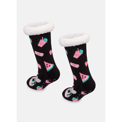 Meia Botinha Tricô Antiderrapante Feminina Vaca