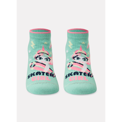 Meia Soquete Bebê Menina Unicórnio Skate