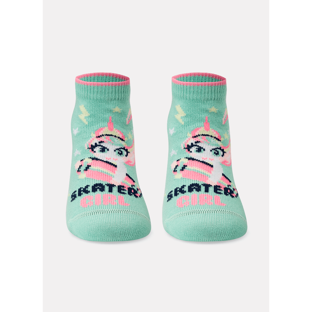 Meia Soquete Bebê Menina Unicórnio Skate - 1