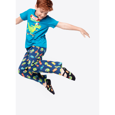 Pijama Manga Curta Algodão Menino Dinossauro Skate