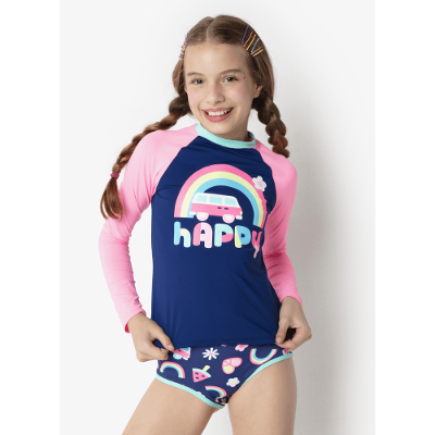 Camiseta Manga Longa Menina Teen Gata Summer