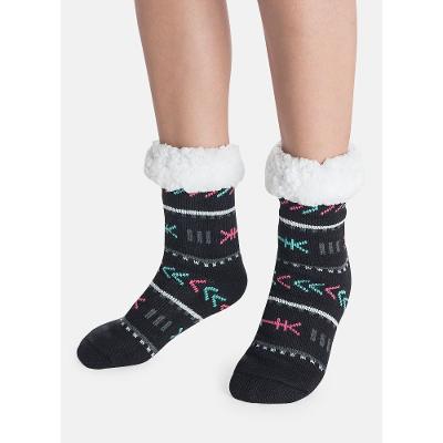 Meia Botinha Tricô Antiderrapante Feminina Boho