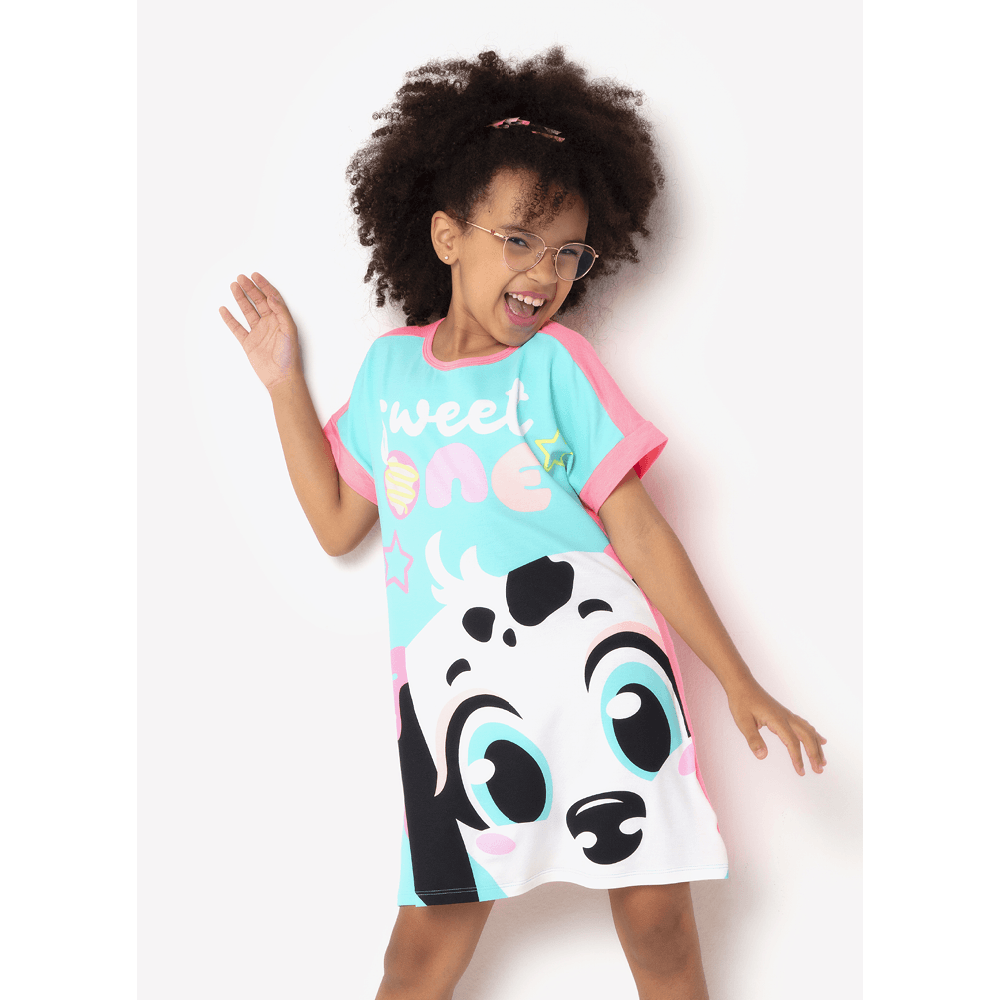 Camisola Manga Curta Viscolycra Menina Teen Dálmata Donut - 1