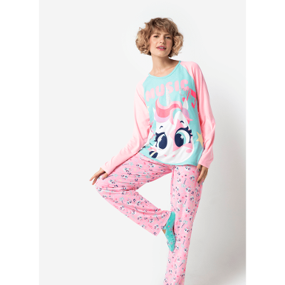Pijama Manga Longa Feminino Viscolycra Unicórnio Popstar