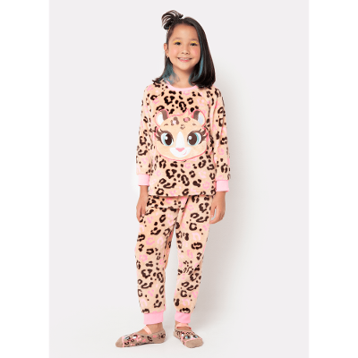 Pijama Manga Longa Soft Menina Onça