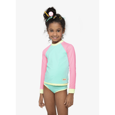 Camiseta Manga Longa Menina Color Block