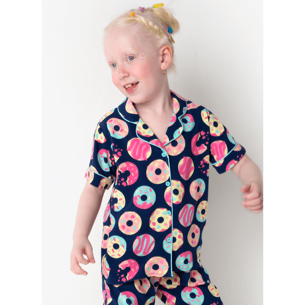 Pijama Longo Manga Curta Viscose Menina Panda Donuts - 2