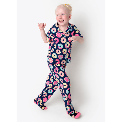 Pijama Longo Manga Curta Viscose Menina Panda Donuts