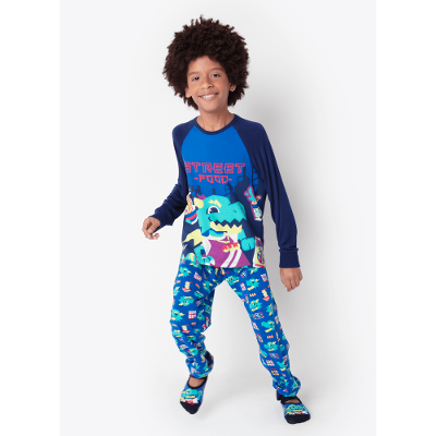 Pijama Manga Longa Viscolycra Menino Teen Dragão Street