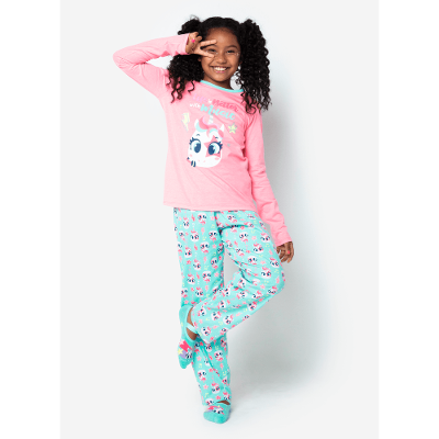 Pijama Manga Longa Menina Teen Unicórnio Popstar