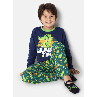 Pijama Manga Longa Menino Teen Jacaré Jungle