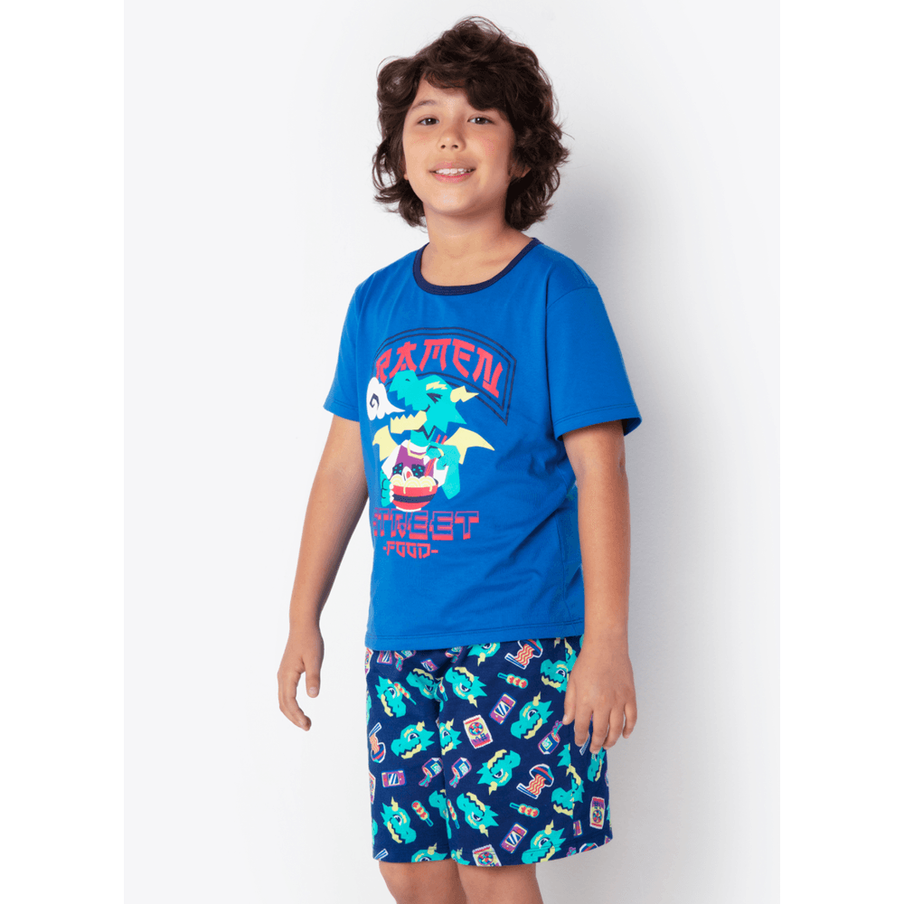 Pijama Manga Curta Algodão Menino Teen Dragão Street - 1