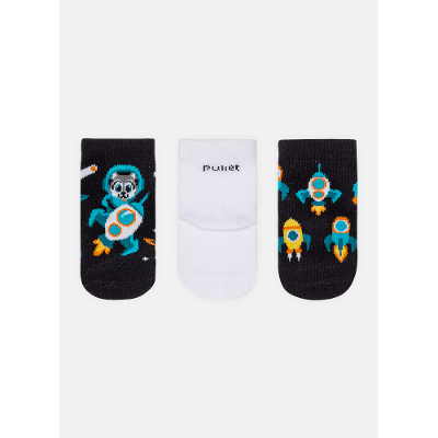 Kit com 3 Meias Bebê RN Menino Lobo Space