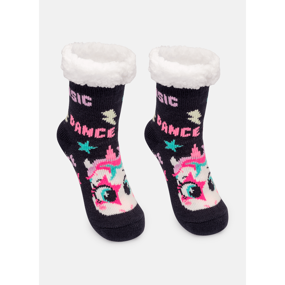 Meia Botinha Tricô Antiderrapante Menina Unicórnio Popstar - 2