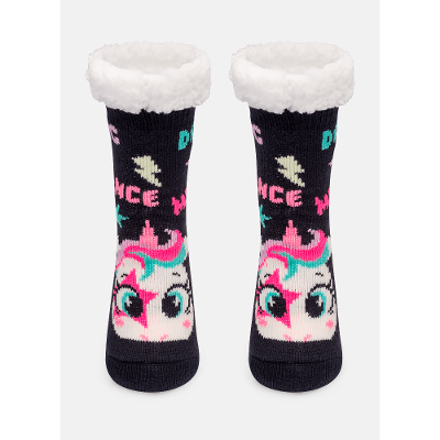 Meia Botinha Tricô Antiderrapante Menina Unicórnio Popstar