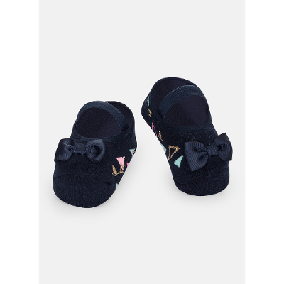 Meia Sapatilha Antiderrapante Com Laço Bebê Menina